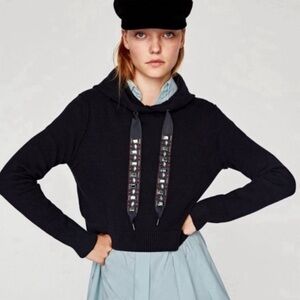 cropped bejeweled Zara hoodie
